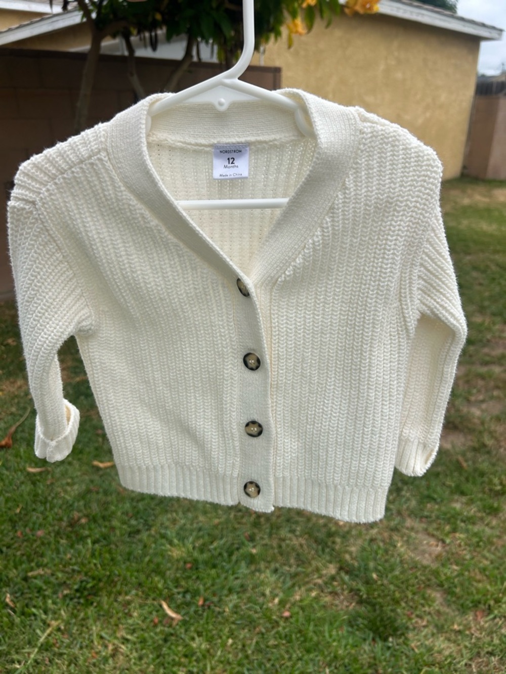 Nordstrom Cream Button-Front Knit Cardigan